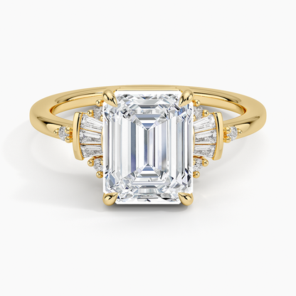 Daphne Art Deco Ring (1/8 ct. tw.) - Emerald Cut Center Stone