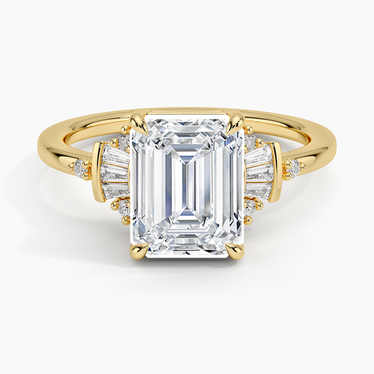 Daphne Art Deco Ring (1/8 ct. tw.) - Emerald Cut Center Stone