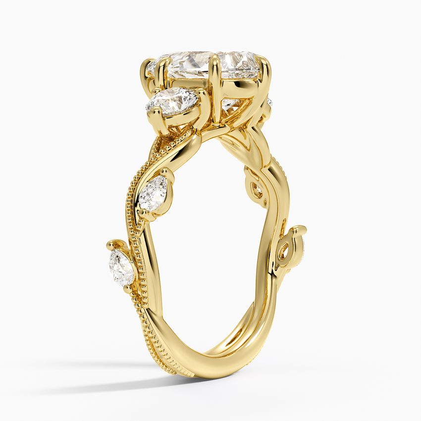 Vintage Secret Garden Three Stone Diamond Ring - Pear Center Stone