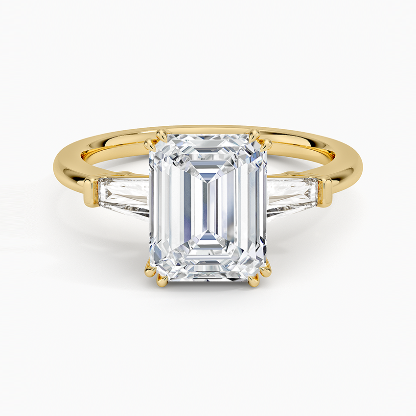 Symphony Double Prong Three Stone Diamond Ring (1/2 ct. tw.) - Emerald Cut Center Stone