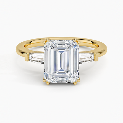 Symphony Double Prong Three Stone Diamond Ring (1/2 ct. tw.) - Emerald Cut Center Stone