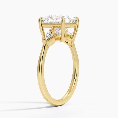 Cometa Three Stone Diamond Ring - Princess Cut Center Stone