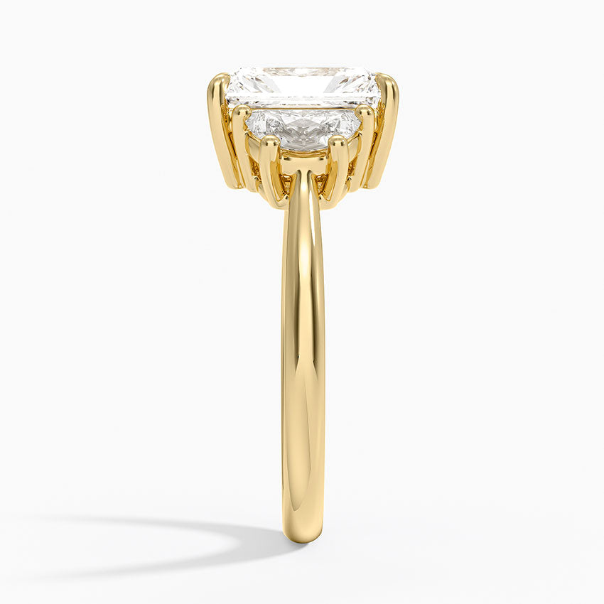 Half Moon Three Stone Diamond Ring (1/2 ct. tw.) - Radiant Cut Center Stone
