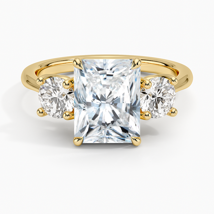Luxe Selene Three Stone Diamond Ring (2/3 ct. tw.) - Radiant Cut Center Stone