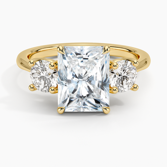 Luxe Selene Three Stone Diamond Ring (2/3 ct. tw.) - Radiant Cut Center Stone