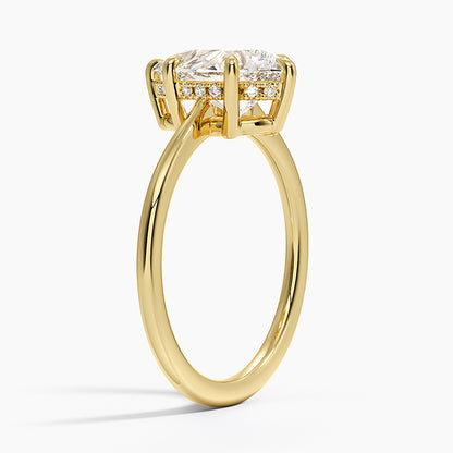 Elle Hidden Halo Diamond Ring - Pear Cut Center Stone