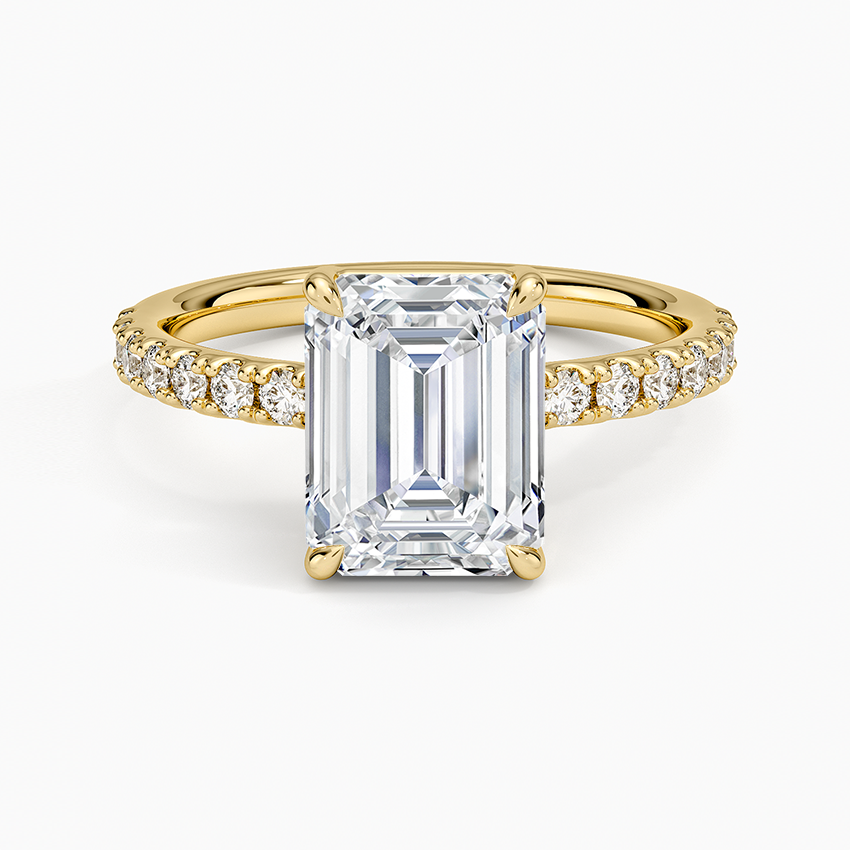 Dara Low-Profile Diamond Ring - Emerald Cut Center Stone
