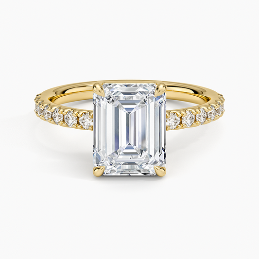 Dara Low-Profile Diamond Ring - Emerald Cut Center Stone