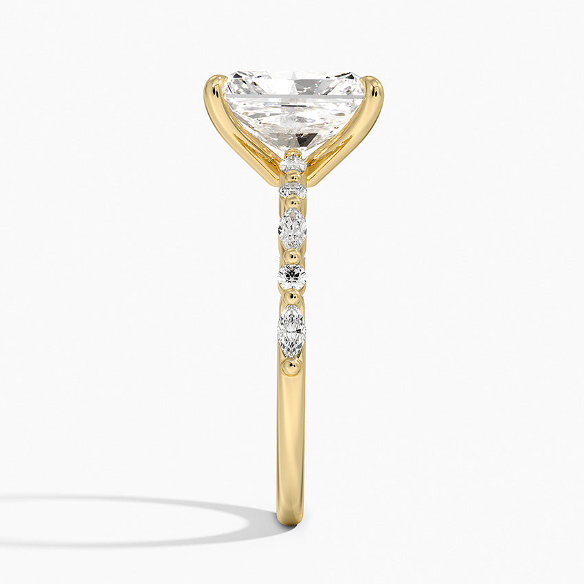 Delicate Versailles Diamond Ring - Radiant Cut Center Stone