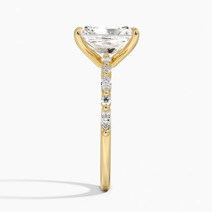 Delicate Versailles Diamond Ring - Radiant Cut Center Stone
