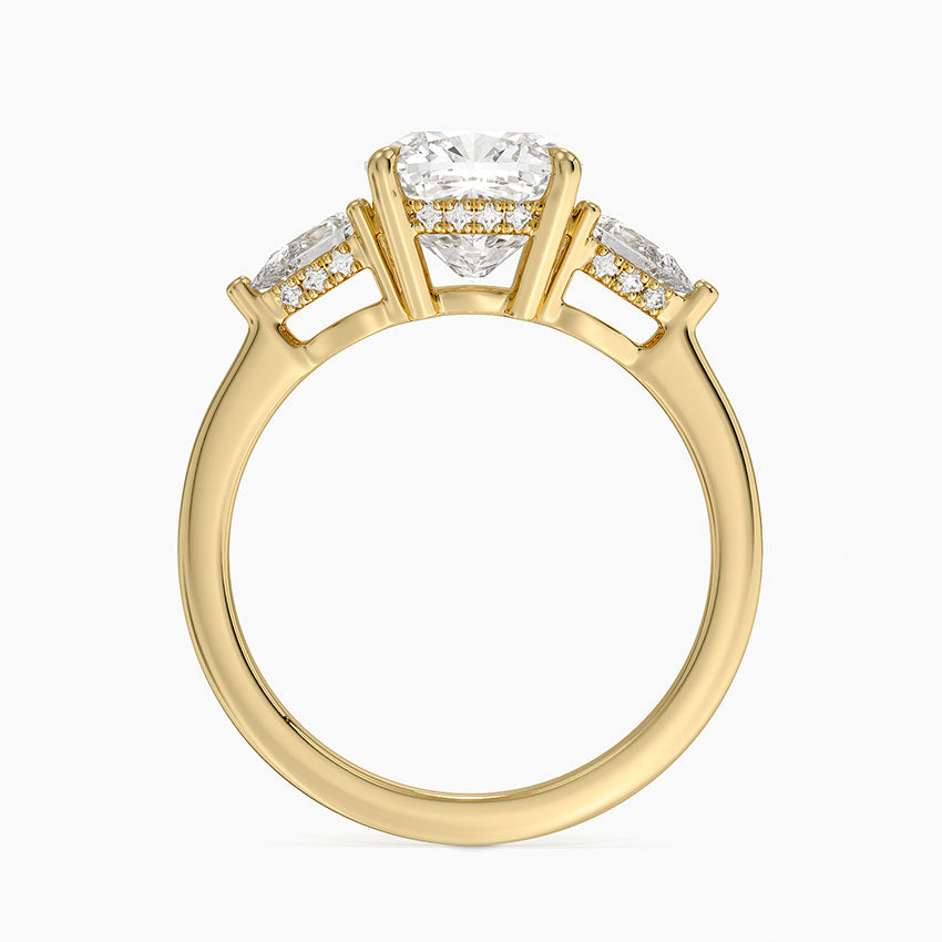 Adorned Opera Three Stone Diamond Ring (1/2 ct. tw.) - Cushion Cut Center Stone