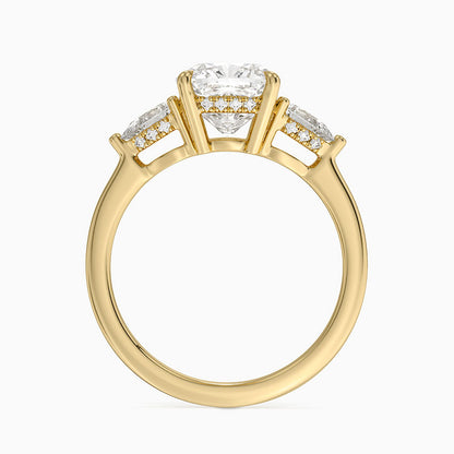 Adorned Opera Three Stone Diamond Ring (1/2 ct. tw.) - Cushion Cut Center Stone
