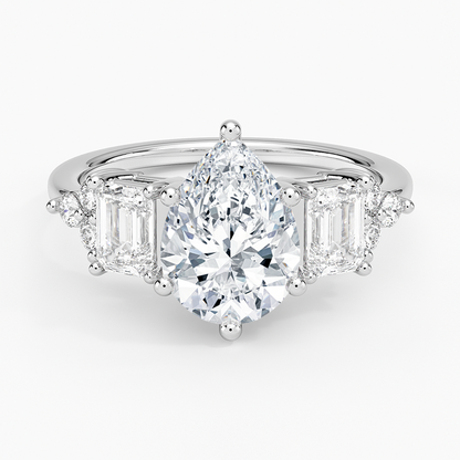 Sabine Cluster Diamond Ring (1 ct. tw.) - Pear Center Stone