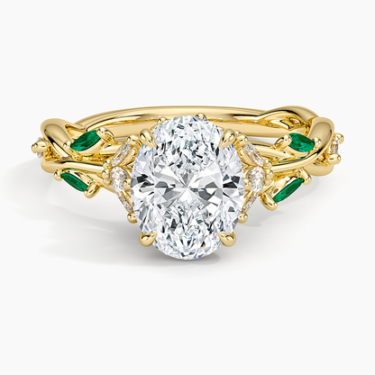 Secret Garden Lab Emerald and Diamond Ring (1/4 ct. tw.) - Oval Cut Center Stone