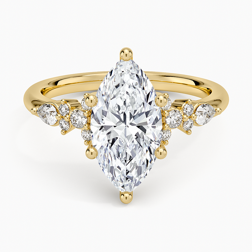 Rosette Diamond Ring - Marquise Center Stone