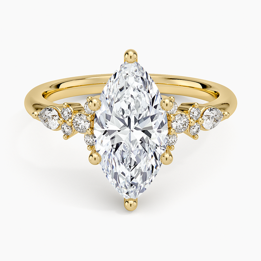 Rosette Diamond Ring - Marquise Center Stone