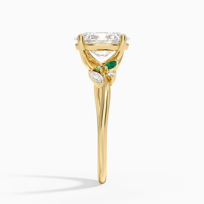Arden Diamond Ring with Lab Emerald Accents - Oval Cut Center Stone