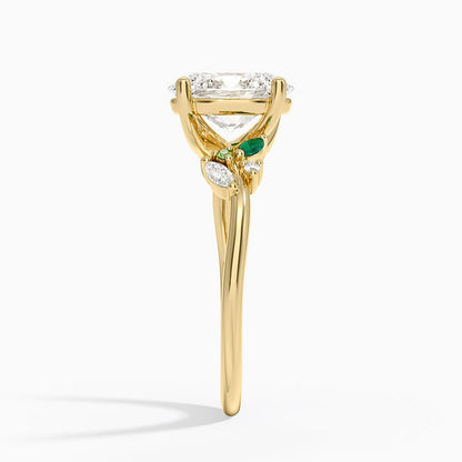 Arden Diamond Ring with Lab Emerald Accents - Oval Cut Center Stone
