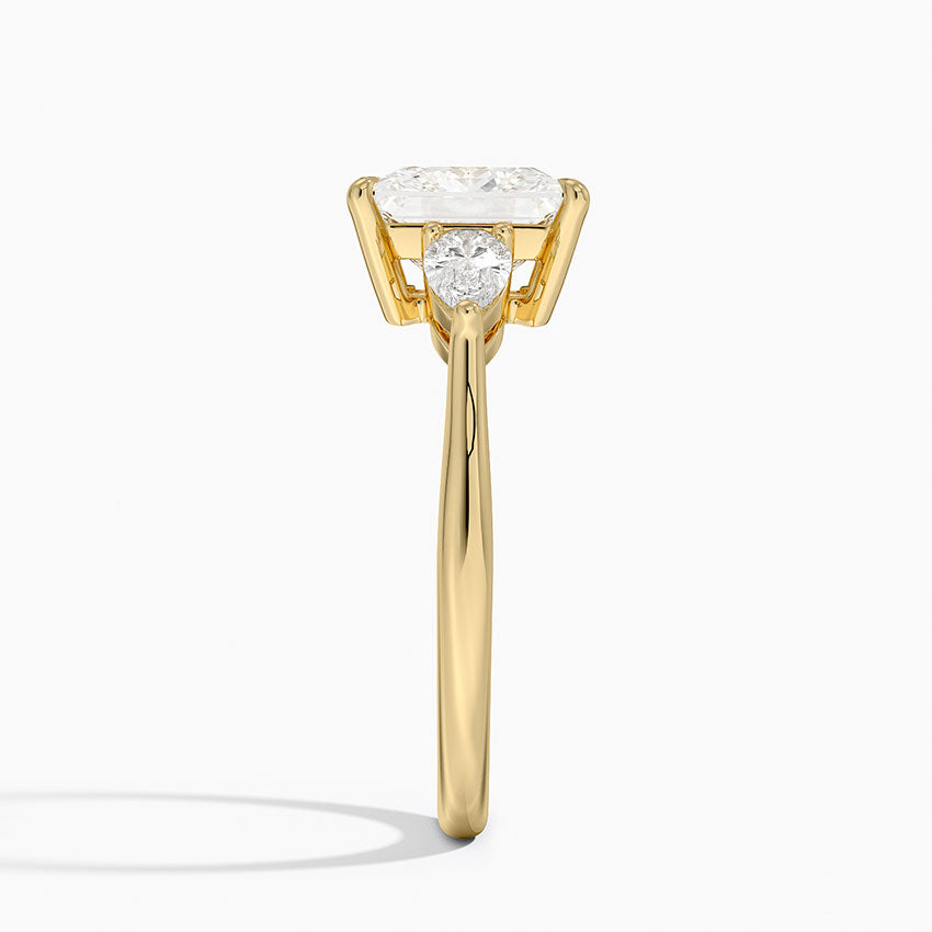 Opera Three Stone Diamond Ring - Princess Cut Center Stone