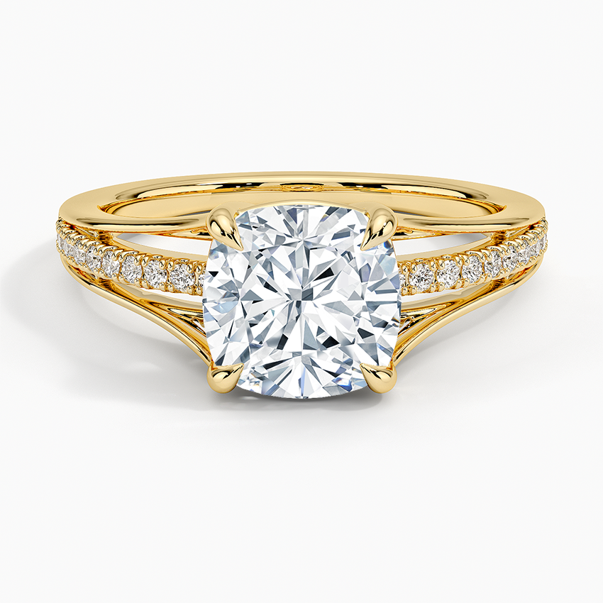 Tressa Split Shank Diamond Ring - Cushion Cut Center Stone