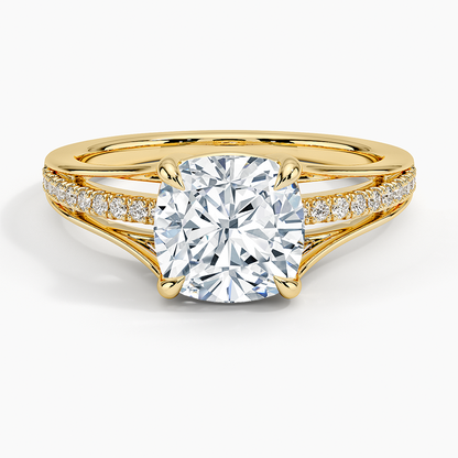 Tressa Split Shank Diamond Ring - Cushion Cut Center Stone