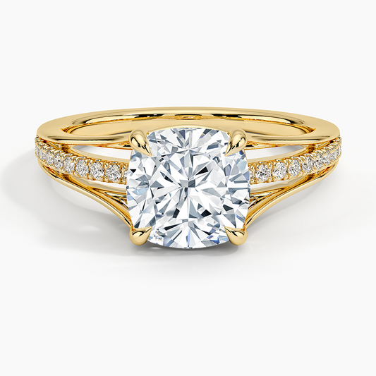 Tressa Split Shank Diamond Ring - Cushion Cut Center Stone