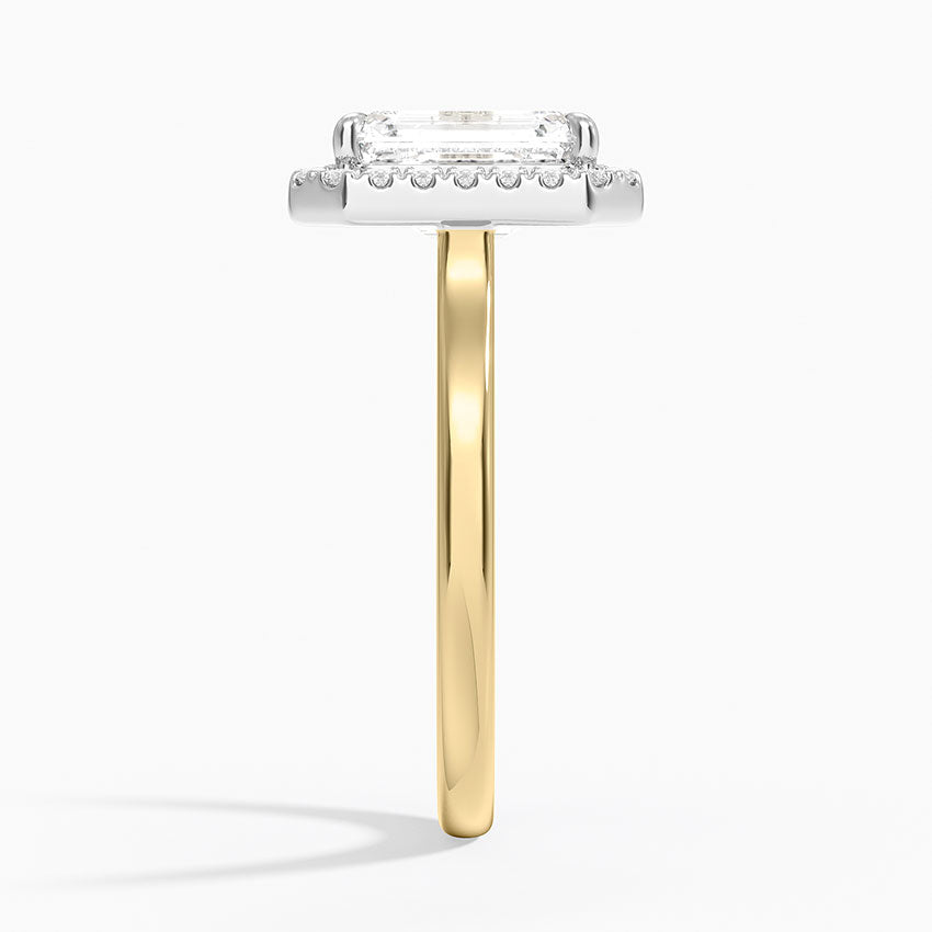 Platinum Mixed Metal Julia Halo Diamond Ring (1/5 ct. tw.) - Emerald Cut Center Stone