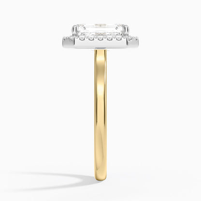 Platinum Mixed Metal Julia Halo Diamond Ring (1/5 ct. tw.) - Emerald Cut Center Stone