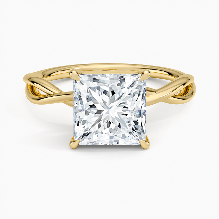 Alya Twist Solitaire Ring - Princess Cut Center Stone