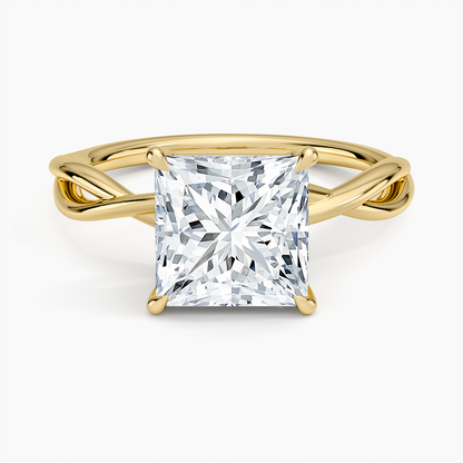 Alya Twist Solitaire Ring - Princess Cut Center Stone