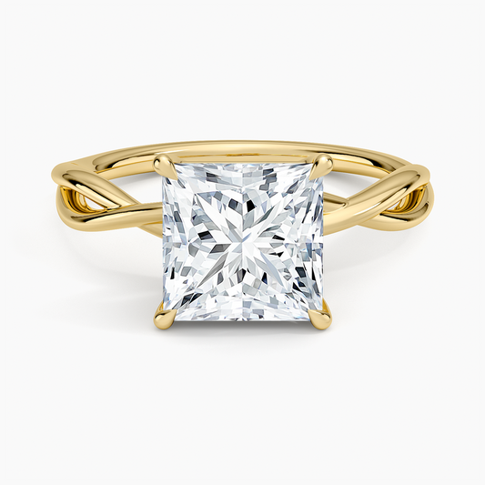 Alya Twist Solitaire Ring - Princess Cut Center Stone