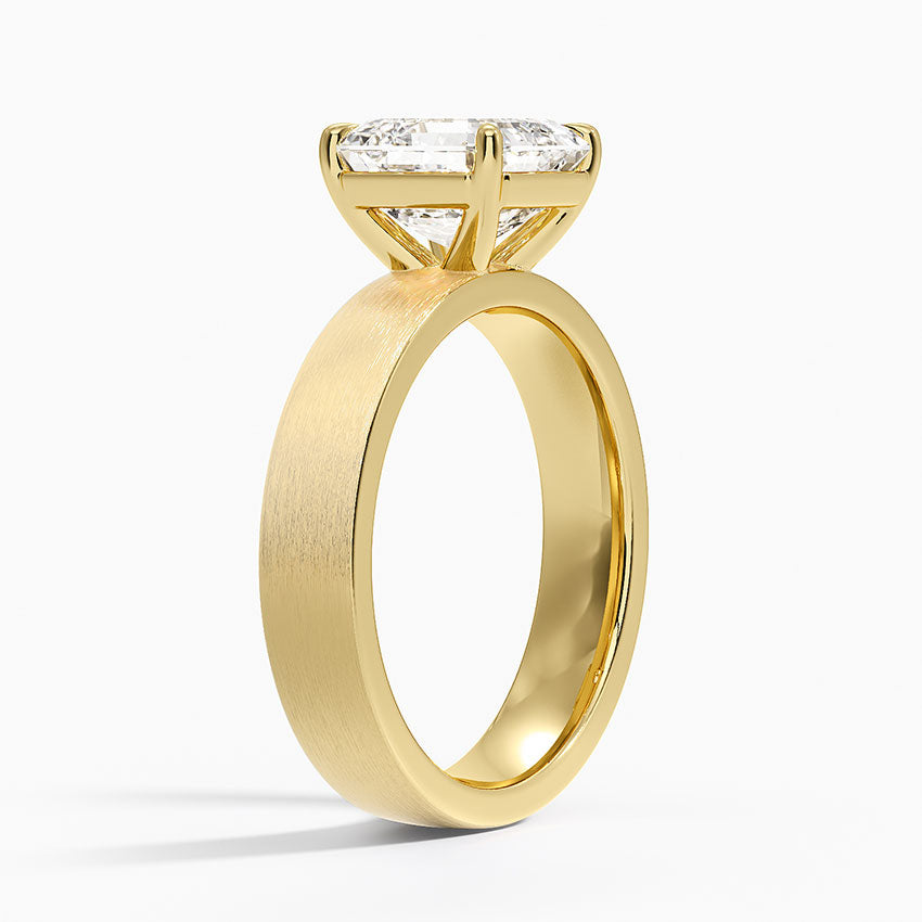 Peyton 4mm Satin Finish Solitaire Ring - Asscher Cut Center Stone