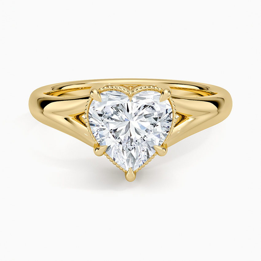 Cora Split Shank Solitaire Ring - Heart Cut Center Stone