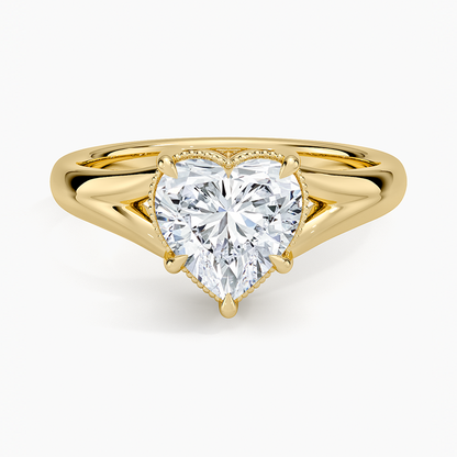 Cora Split Shank Solitaire Ring - Heart Cut Center Stone