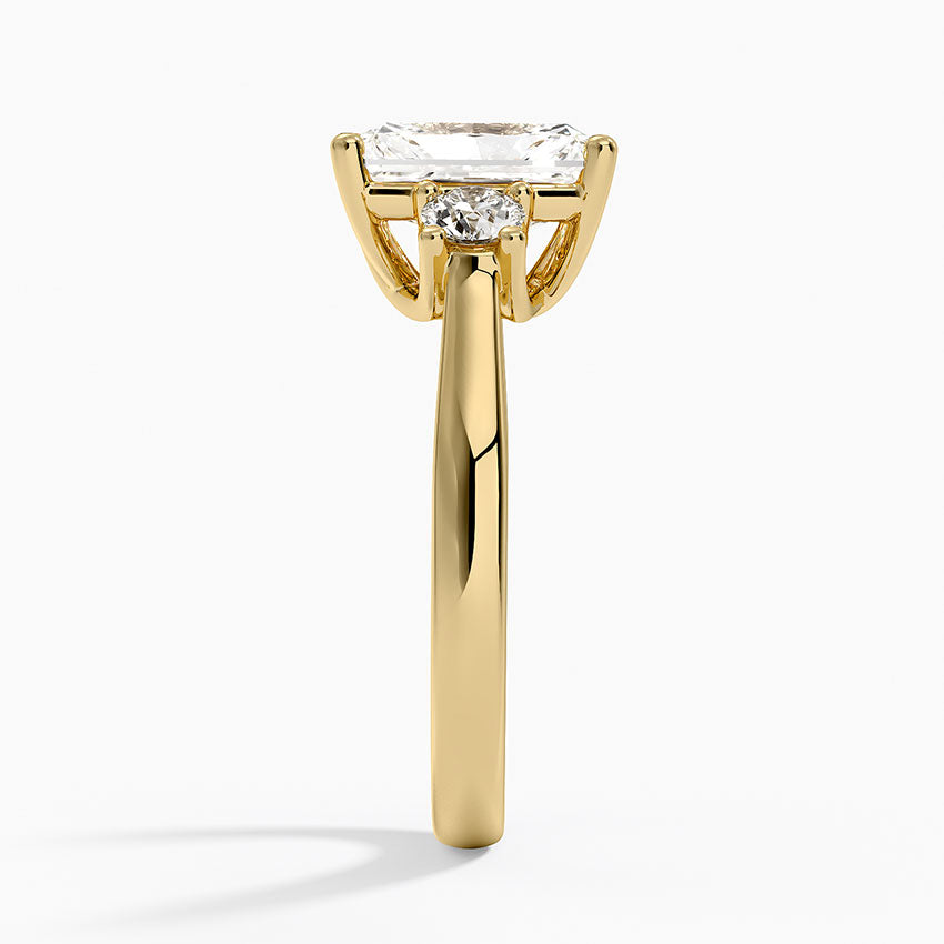 Petite Three Stone Trellis Diamond Ring (1/3 ct. tw.) - Radiant Cut Center Stone