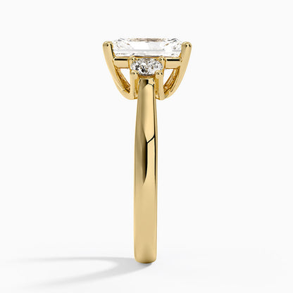 Petite Three Stone Trellis Diamond Ring (1/3 ct. tw.) - Radiant Cut Center Stone