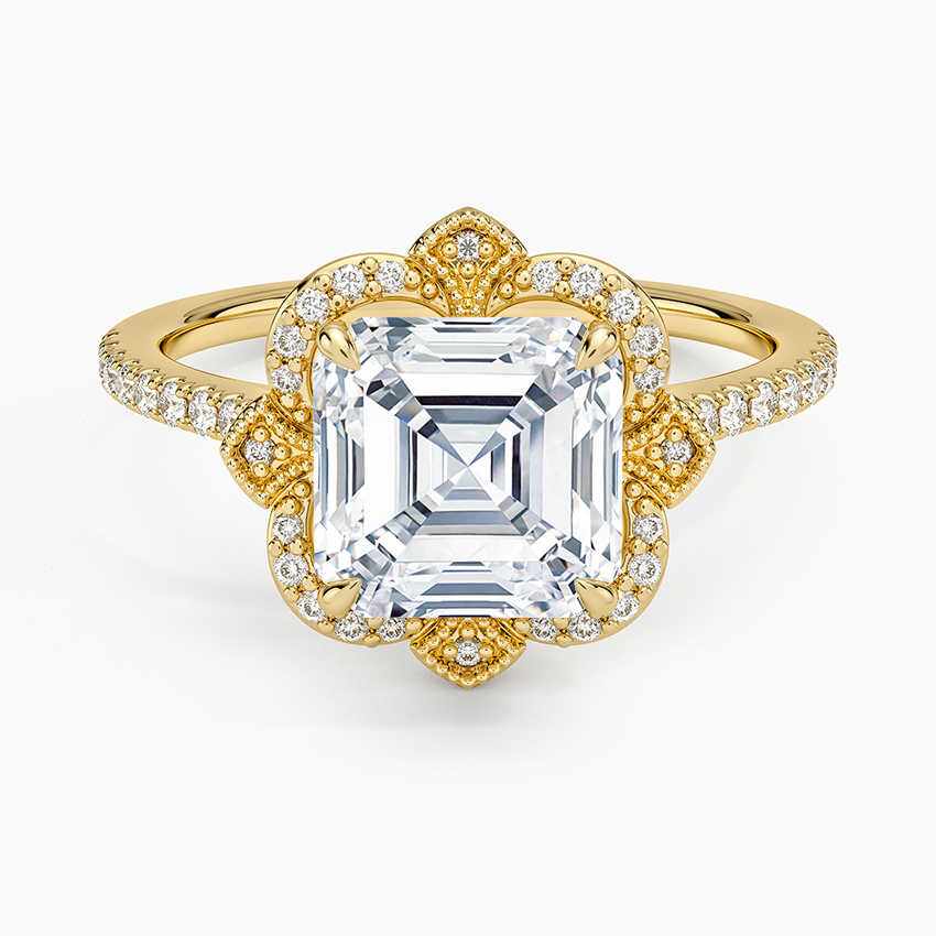 Reina Halo Diamond Ring - Asscher Cut Center Stone