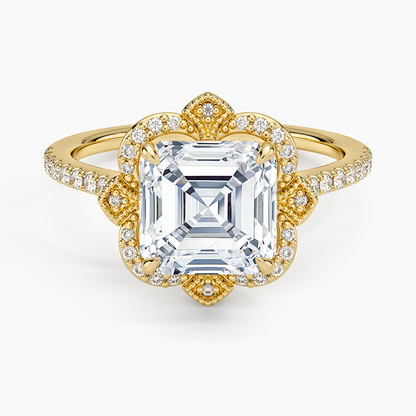 Reina Halo Diamond Ring - Asscher Cut Center Stone