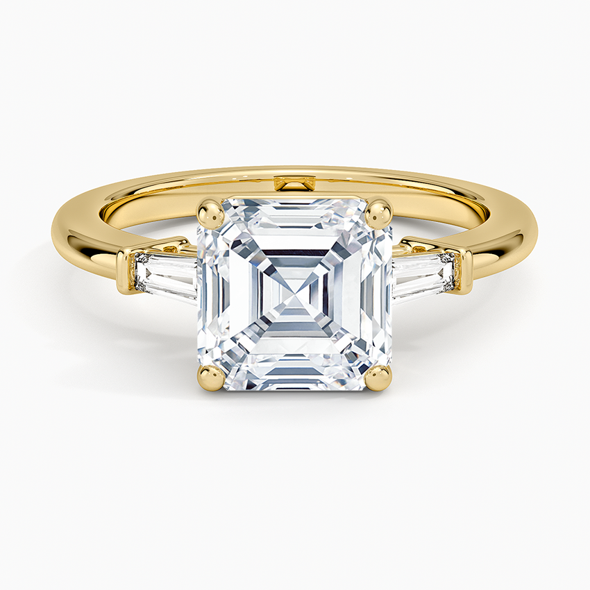 Symphony Tapered Baguette Three Stone Diamond Ring (1/5 ct. tw.) - Asscher Cut Center Stone