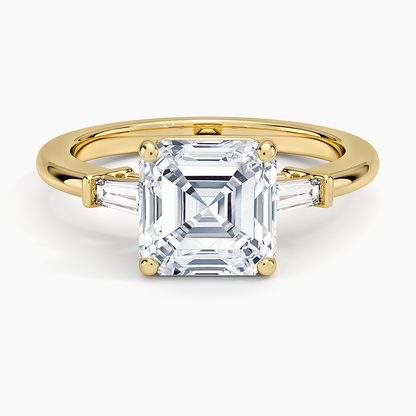 Symphony Tapered Baguette Three Stone Diamond Ring (1/5 ct. tw.) - Asscher Cut Center Stone
