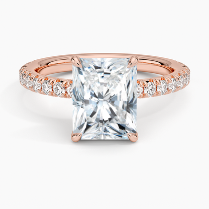 Amelie Three-Quarter Coverage Diamond Ring - Radiant Cut Center Stone