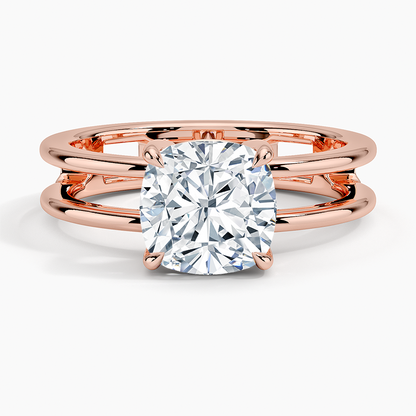 Aimee Open Double Band Solitaire Ring - Cushion Cut Center Stone
