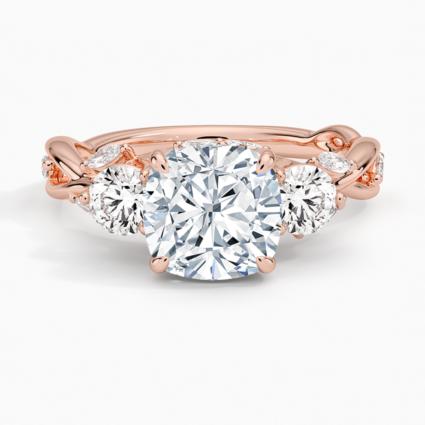 Secret Garden Three Stone Diamond Ring (3/4 ct. tw.) - Cushion Cut Center Stone
