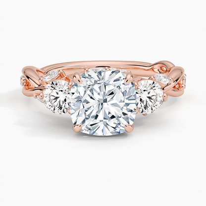 Secret Garden Three Stone Diamond Ring (3/4 ct. tw.) - Cushion Cut Center Stone