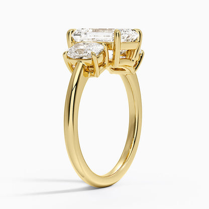 Luxe Faye Elongated Cushion Three Stone Diamond Ring (1 ct. tw.) - Emerald Cut Center Stone
