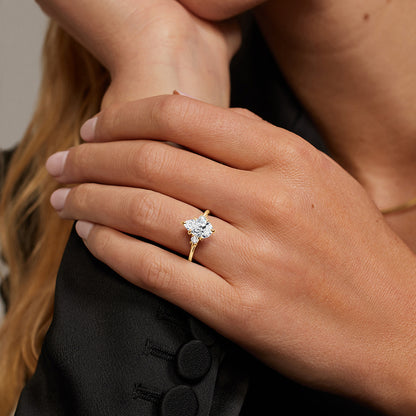 Delilah Three Stone Diamond Ring - Round Center Stone