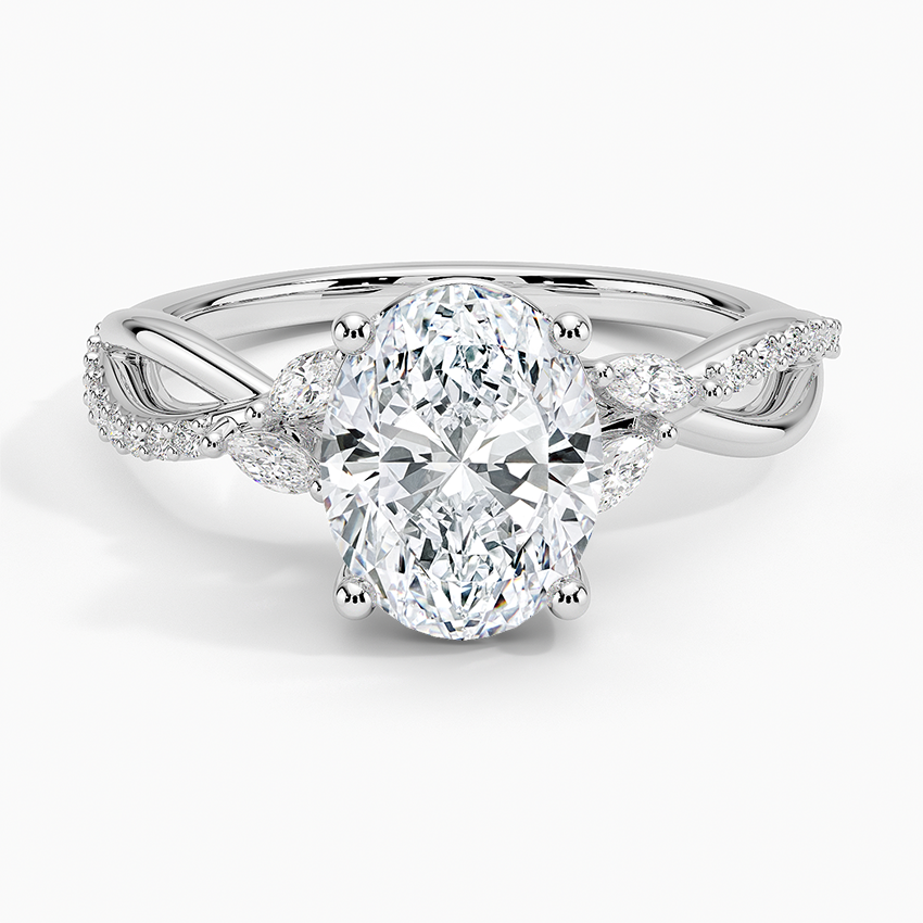 Petite Twisted Willow Diamond Ring - Oval Center Stone
