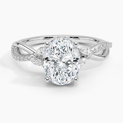 Petite Twisted Willow Diamond Ring - Oval Center Stone