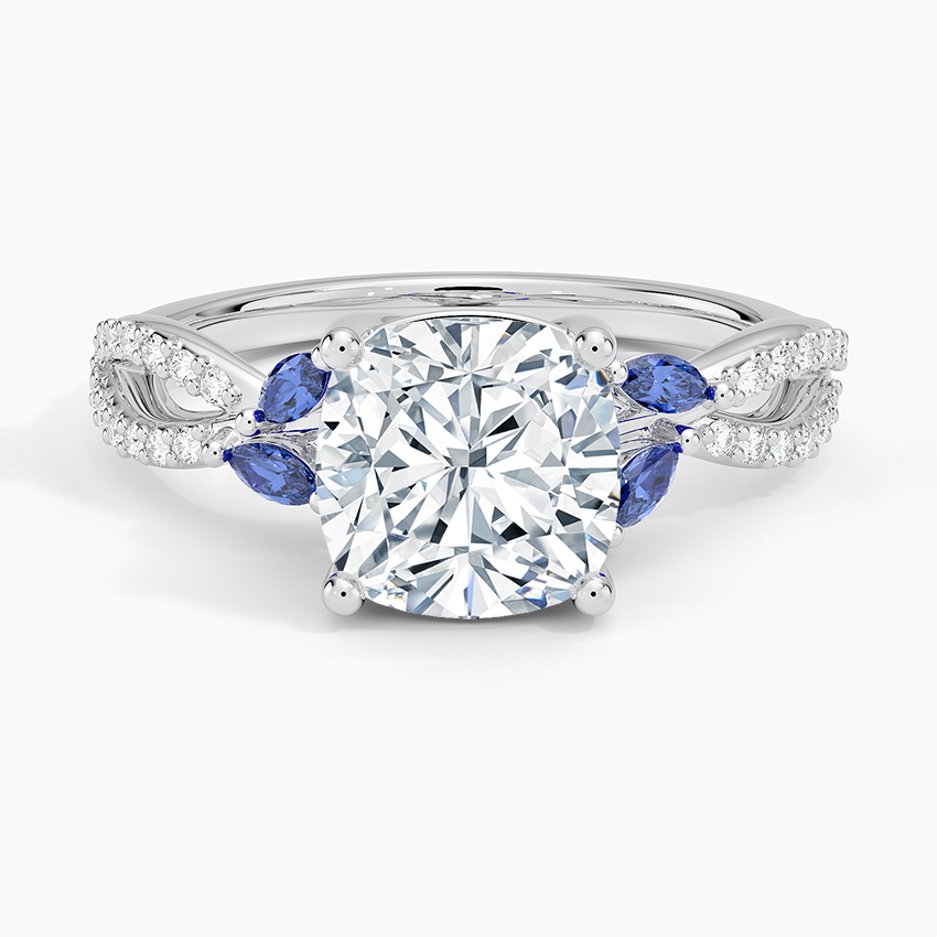 Luxe Willow Sapphire and Diamond Ring (1/8 ct. tw.) - Cushion Cut Center Stone