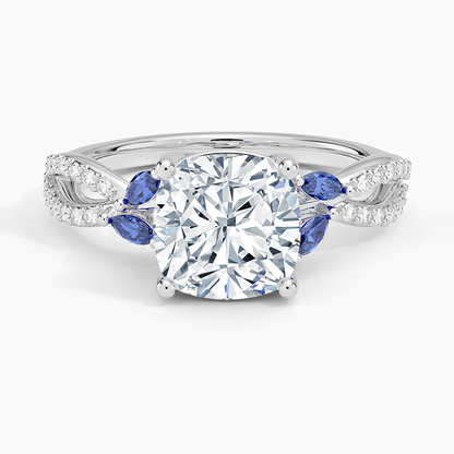 Luxe Willow Sapphire and Diamond Ring (1/8 ct. tw.) - Cushion Cut Center Stone